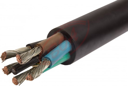 5-žilový kábel CGSG (H05RR-F) 5 x 4, ohybný, gumový, čierny