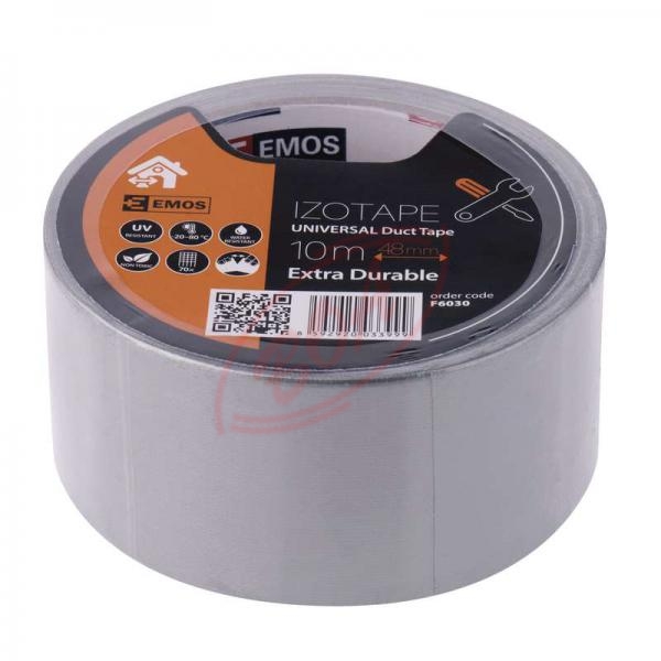 Vodotesná univerzálna páska typu DUCT TAPE Emos F6030, 48mm/10m, UV odolná, strieborná