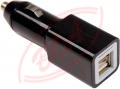 USB nabíjací autoadaptér, 2 x USB, 2400 mA max., DC 12–24 V, čierny