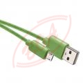 1m USB 2.0 kblik s opletom:  USB A <---> USB micro B, Emos SM7006G, zelen