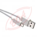 1m USB 2.0 kblik s opletom:  USB A <---> USB micro B, Emos SM7006W, biely